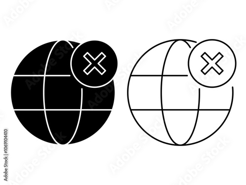 No wire internet connection. Wifi disconnected icon. No signal. Vector graphic illustration. Simple wi-fi world symbol, no wireless internet connection stock image. web connection lost