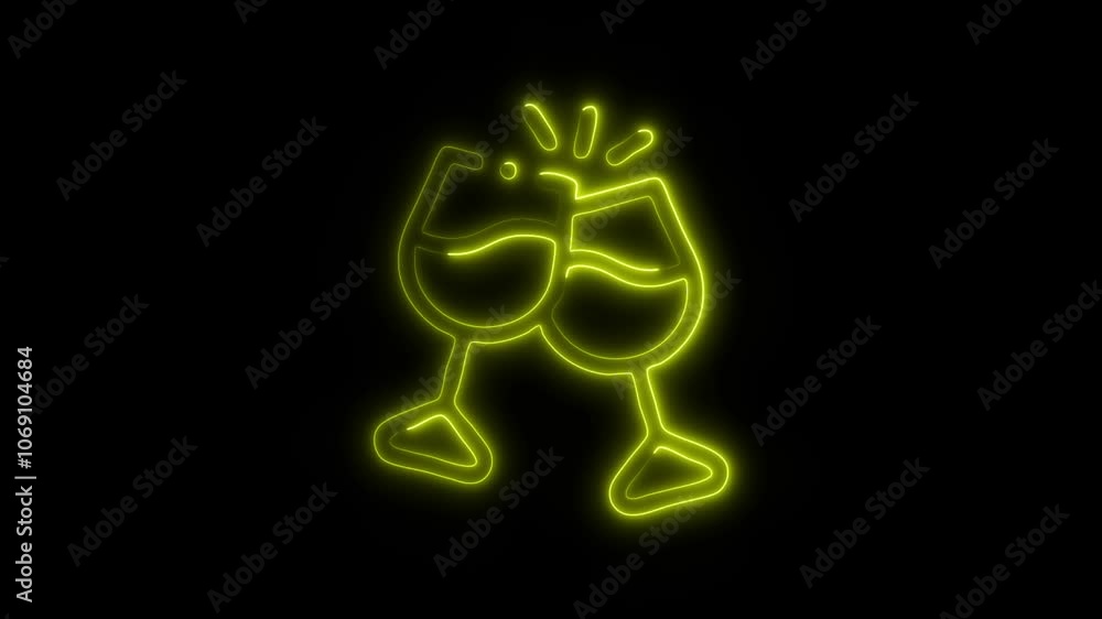 Glowing Cheers Icon and Symbol in HD Video Neon Animation on Black Background Glowing Cheers Icon and Symbol in HD Video Neon Animation on Black Background