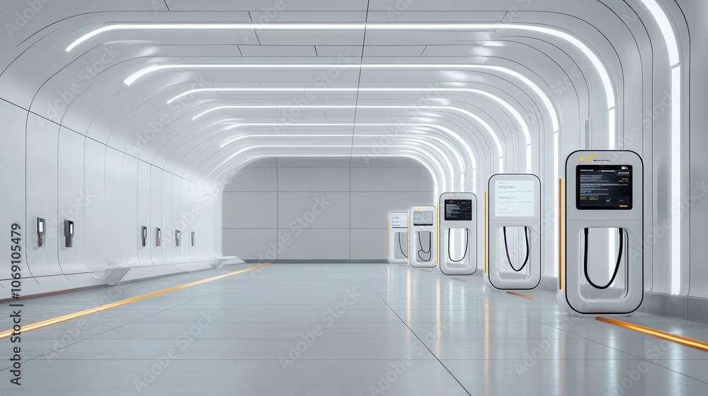 Obraz premium Discover the future of electric car charging experience an ultramodern charging station at your next rest stop