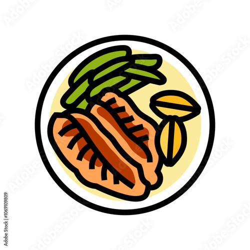 blackened fish color icon vector. blackened fish sign. isolated symbol illustration