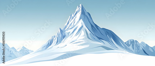 Snowy mountain peak against a blue sky. photo