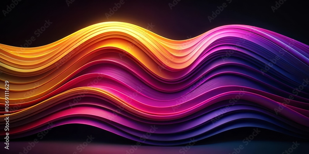 Abstract Wave of Color 3D Rendered Flowing Lines in Yellow, Pink, and Purple, abstract, 3d, background, colorful Abstract Wave of Color 3D Rendered Flowing Lines in Yellow, Pink, and Purple, abstract, 3d, background, colorful