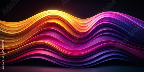 Abstract Wave of Color 3D Rendered Flowing Lines in Yellow, Pink, and Purple, abstract, 3d, background, colorful