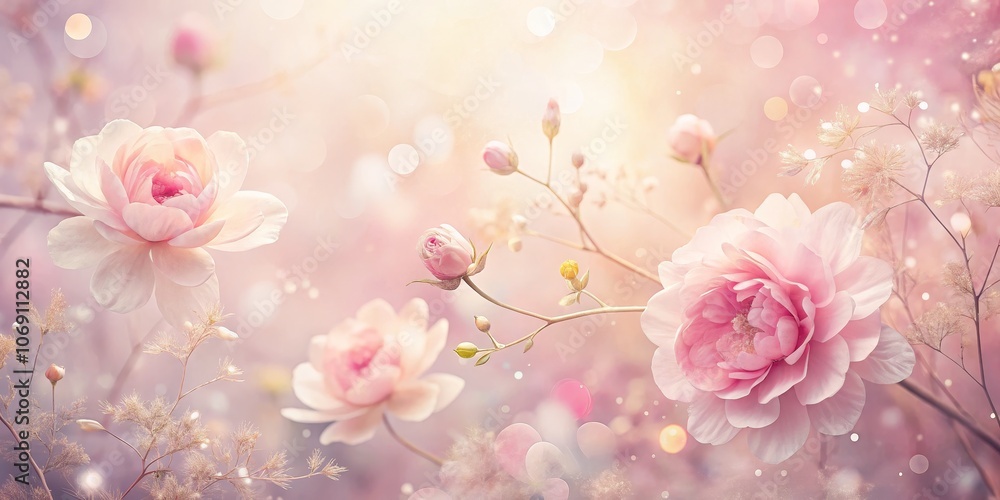 Delicate Pink Roses in Soft Bokeh, Bokeh, Roses, Flowers Delicate Pink Roses in Soft Bokeh, Bokeh, Roses, Flowers