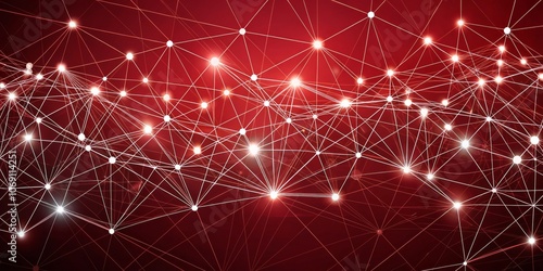 Interconnected Network - Red and White Abstract Background, Connected, Network, Technology