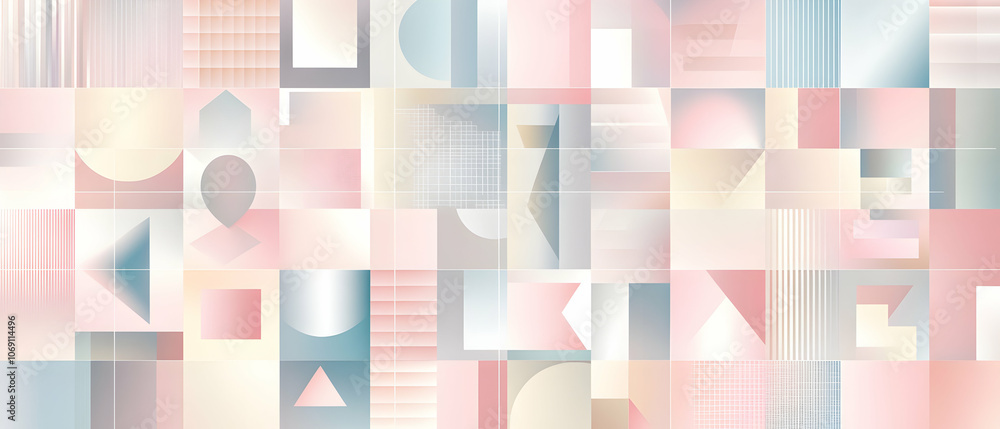 Abstract geometric pattern with pastel colors in a mosaic.