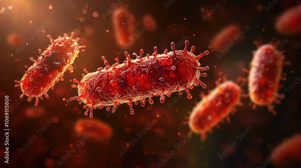 A vibrant close-up of bacteria, showcasing their intricate structures and textures against a blurred background, emphasizing their biological complexity. A vibrant close-up of bacteria, showcasing their intricate structures and textures against a blurred background, emphasizing their biological complexity.