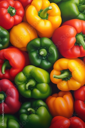 Vibrant assortment of fresh bell peppers in various colors