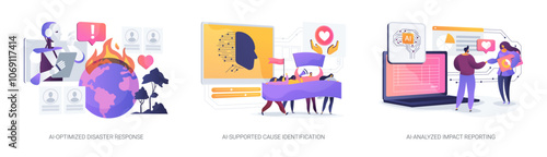AI Technology for Nonprofit and Social Impact abstract concept vector illustrations.