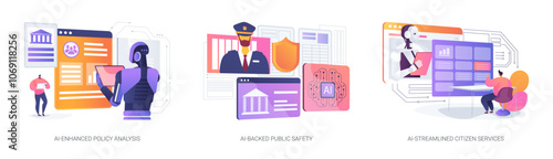 AI in Government and Public Services abstract concept vector illustrations.