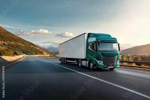 Wallpaper Mural The future of transportation electric truck navigates scenic mountain roads Torontodigital.ca