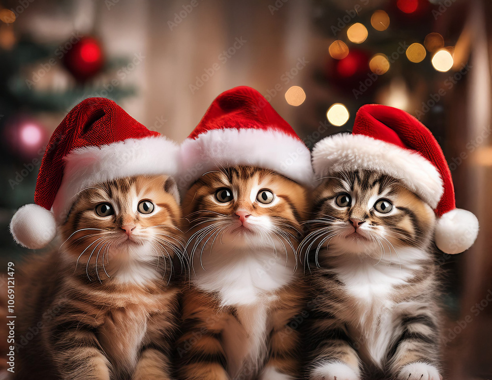 Drei kleine Kätzchen zu Weihnachten