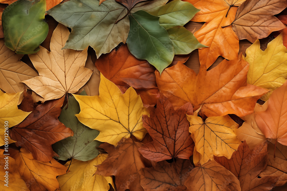 A colorful autumn leaves on clean neutral background for an autumn seasonal backdrop A colorful autumn leaves on clean neutral background for an autumn seasonal backdrop