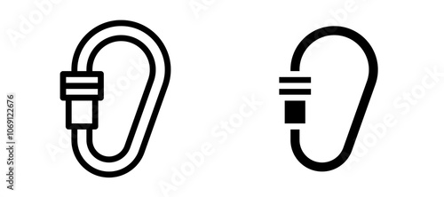 Carabiner icon symbol collection on white background.