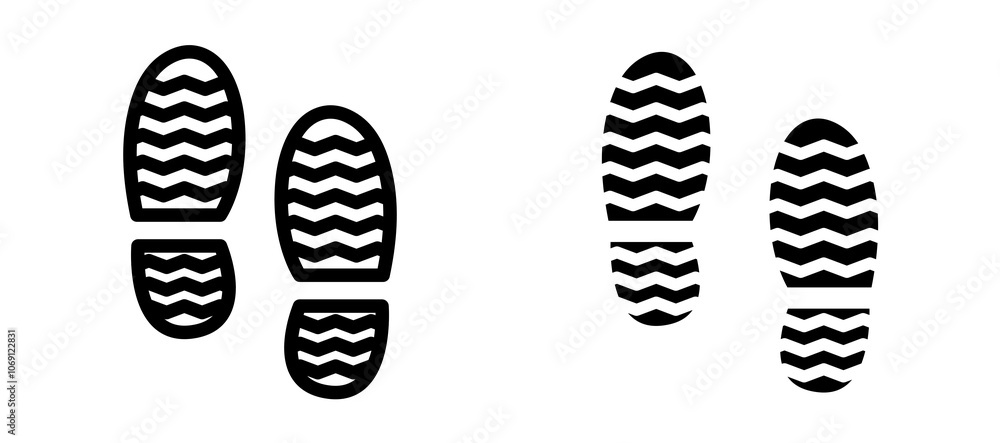 Shoe print icon symbol collection on white background. Shoe print icon symbol collection on white background.