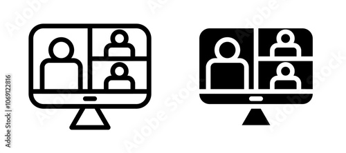 Online meeting icon symbol collection on white background.