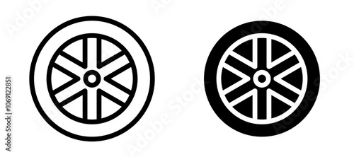 Tyre icon symbol collection on white background.