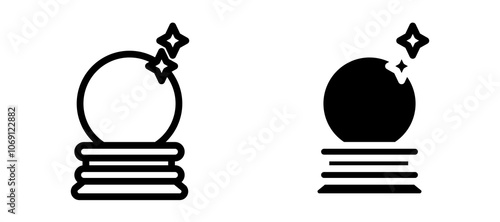 Crystal ball icon symbol collection on white background.