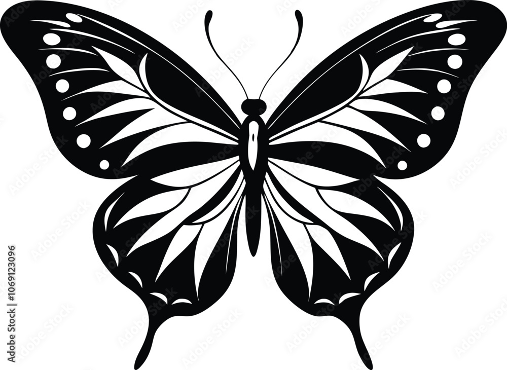 Butterfly silhouette black vector art illustration Butterfly silhouette black vector art illustration