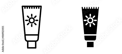 Sunscreen icon symbol collection on white background.