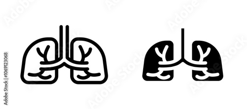 Lung icon symbol collection on white background.