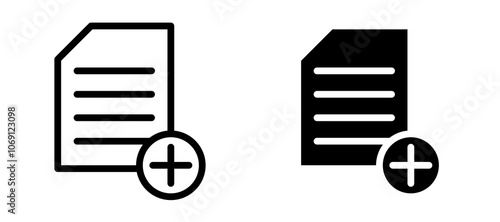 Add document icon symbol collection on white background.