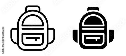 Backpack icon symbol collection on white background.