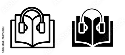 Audio book icon symbol collection on white background.
