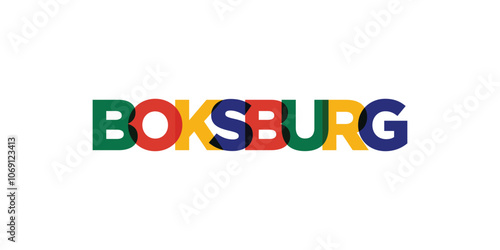 Boksburg in the South Africa emblem. The design features a geometric style, vector illustration with bold typography in a modern font. The graphic slogan lettering.