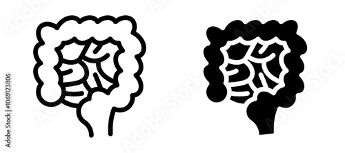 Gut icon symbol collection on white background.