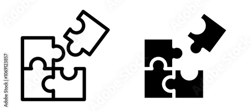 Puzzle icon symbol collection on white background.