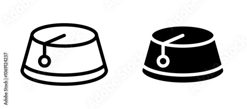 Fez hat icon symbol collection on white background.
