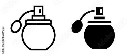Perfume bottle icon symbol collection on white background.