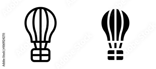 Hot air balloon icon symbol collection on white background.