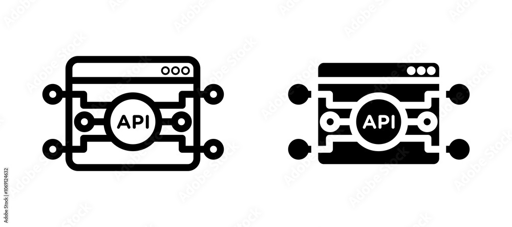 API icon symbol collection on white background. API icon symbol collection on white background.