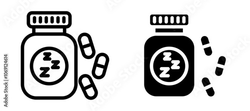 Sleeping pills icon symbol collection on white background.