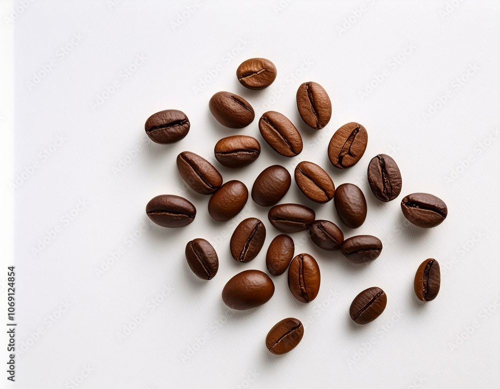 Obraz premium Coffee Beans on a White Surface