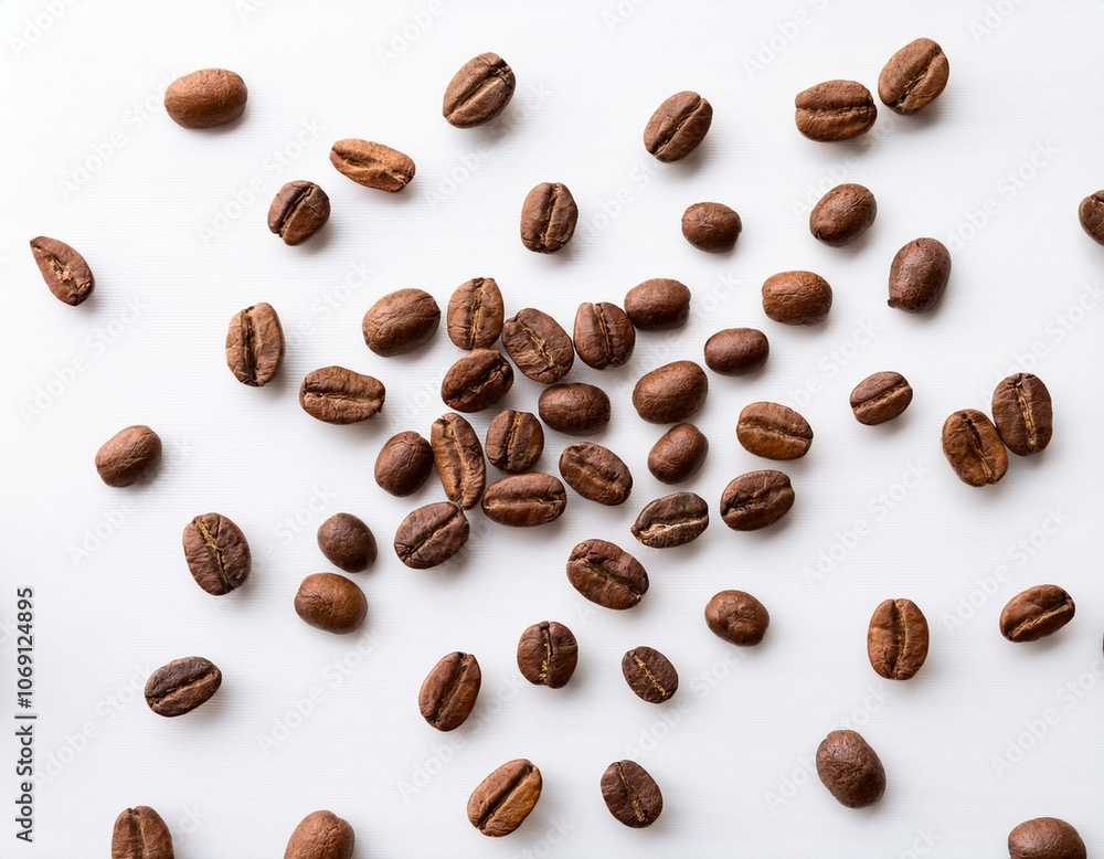 Obraz premium Coffee Beans on a White Surface