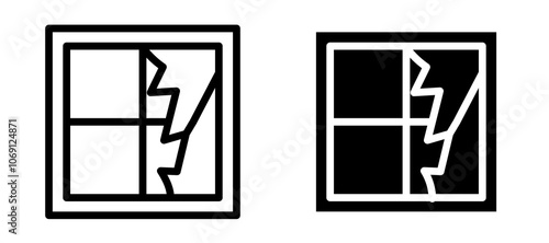 Broken window icon symbol collection on white background.