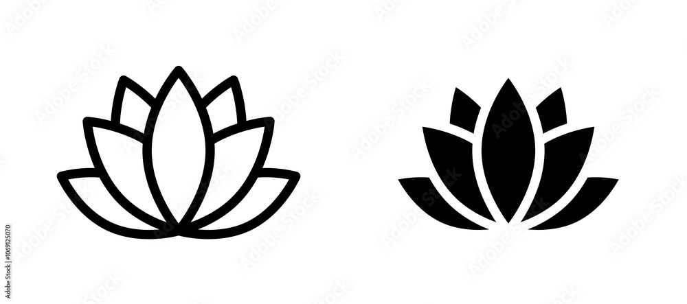 Lotus icon symbol collection on white background. Lotus icon symbol collection on white background.