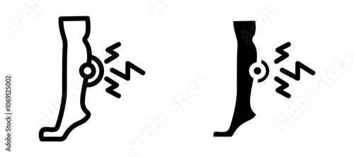 Shin pain icon symbol collection on white background.