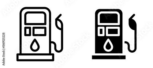 Gas station icon symbol collection on white background.