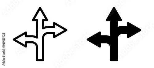 Three directions icon symbol collection on white background.