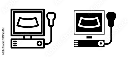 Ultrasonography icon symbol collection on white background.