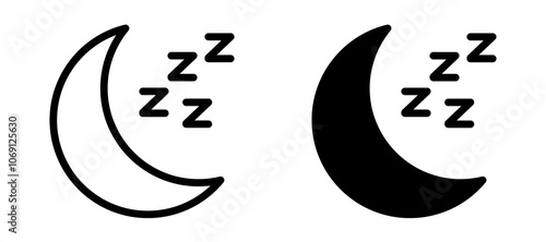 Sleep icon symbol collection on white background.