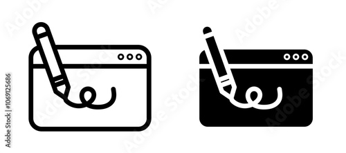 Electronic signature icon symbol collection on white background.