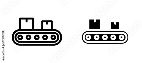 Conveyor belt icon symbol collection on white background.