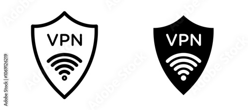 Vpn icon symbol collection on white background.
