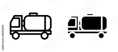 Fuel truck icon symbol collection on white background.