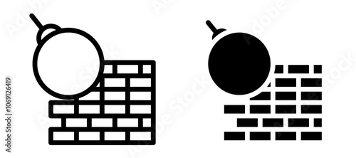 Demolition icon symbol collection on white background.